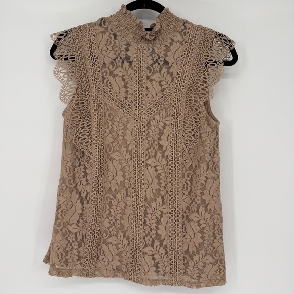 Cable & Gage Lace Sleeveless top size Sm Romantic Victorian Lined‎ Champagne - Picture 1 of 9